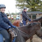 Helen and Mel relaxing without stirrups!