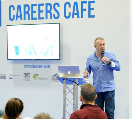 Anthony Eddies-Davies presenting on the Careers in the Outdoors Stage at the Telegraph Outdoors Show 2014